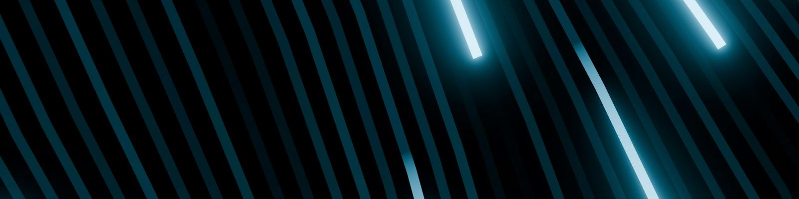 Streaks of cyan light on a black background